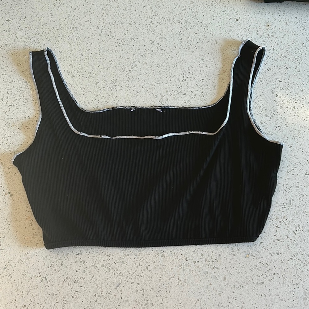 Black square neck crop top, princess polly